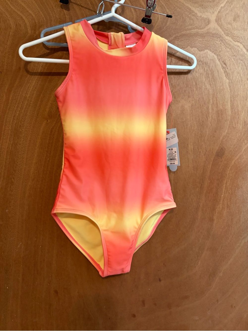 Kids Gradient Coral & Yellow One-Piece Swimsuit Girl’s size 8